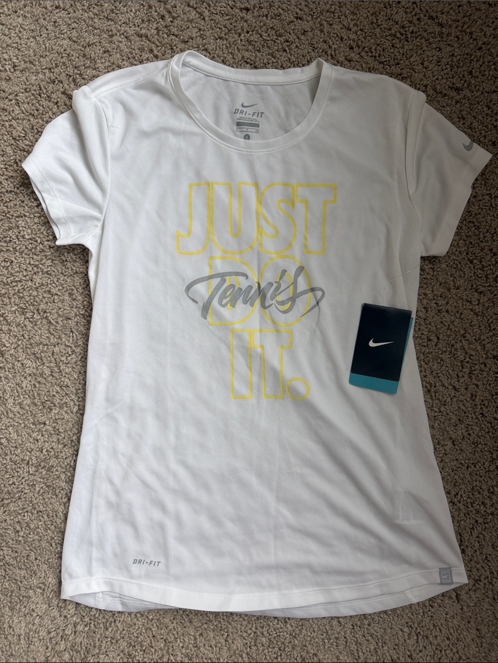 Nike White Dri-FIT 'Just Tennis It.' Short Sleeve Tee